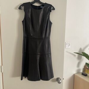 Leather sleeveless knee length dress